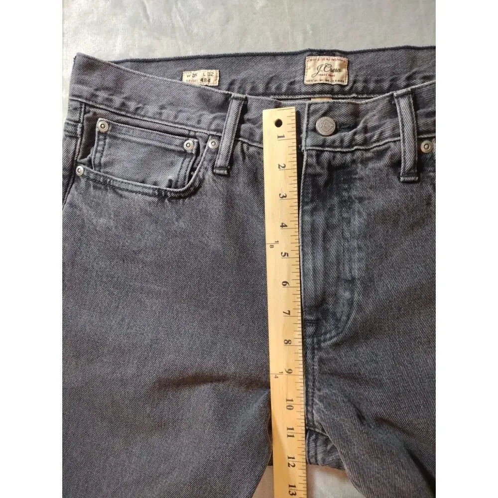 J.CREW 484 Jeans Mens 35x32 Black Tapered Leg Slim Cotton Western Grunge Goth